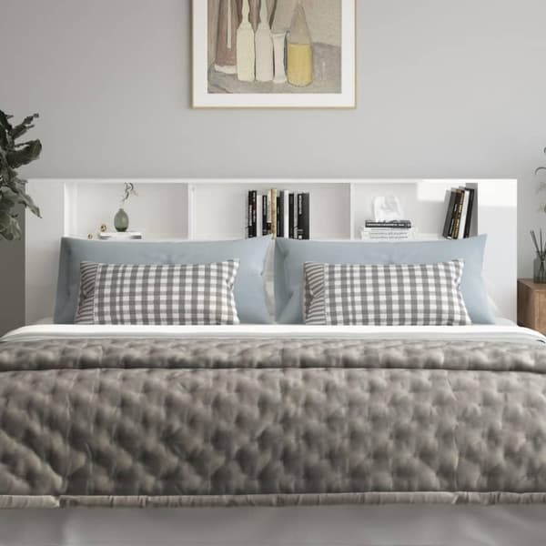 vidaXL Sengegavlskap høyglans hvit 220x18,5x104,5 cm