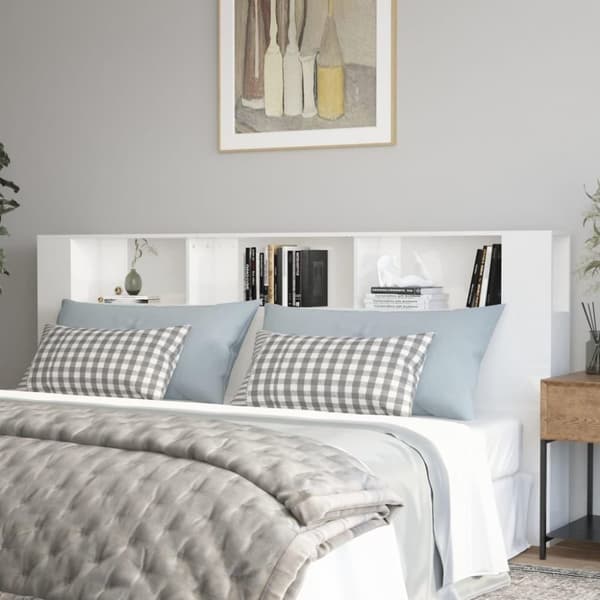 vidaXL Sengegavlskap høyglans hvit 220x18,5x104,5 cm