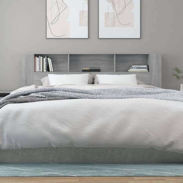 vidaXL Sänggavel med förvaring grå sonoma 200x18,5x104,5 cm