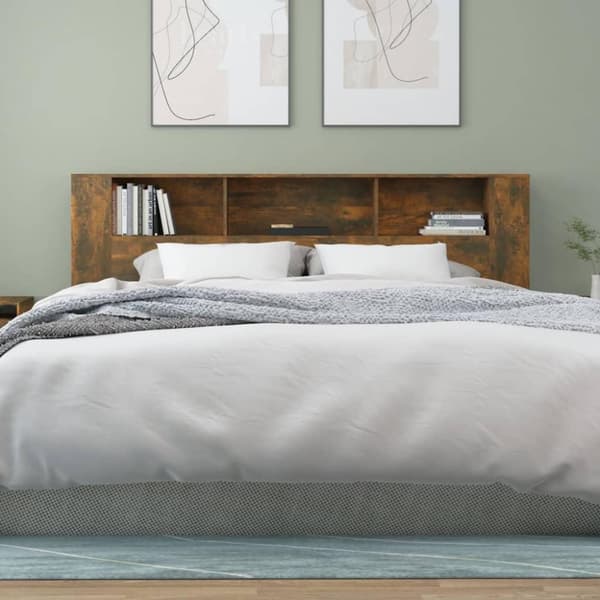 vidaXL Sengegavlskap røkt eik 200x18,5x104,5 cm