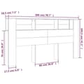 Miniatyrbilde 6 av 9: vidaXL Sengegavlskap røkt eik 200x18,5x104,5 cm