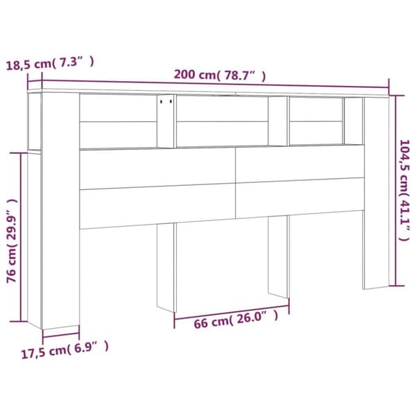 vidaXL Sengegavlskap røkt eik 200x18,5x104,5 cm