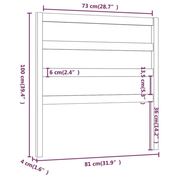 vidaXL Sengegavl grå 81x4x100 cm heltre furu