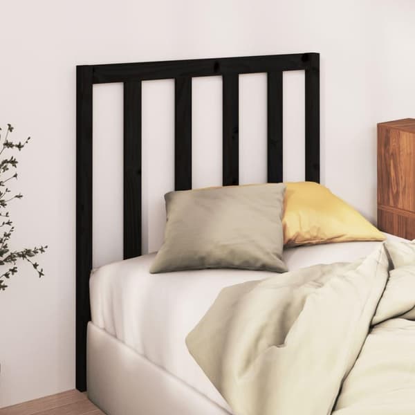 vidaXL Sengegavl svart 106x4x100 cm heltre furu