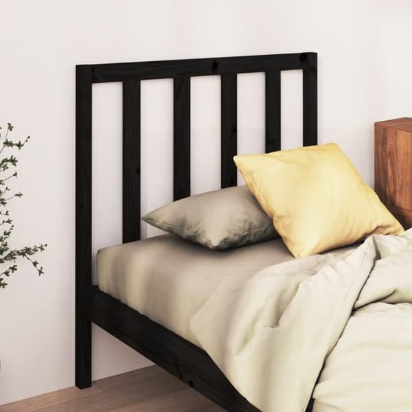 vidaXL Sengegavl svart 106x4x100 cm heltre furu
