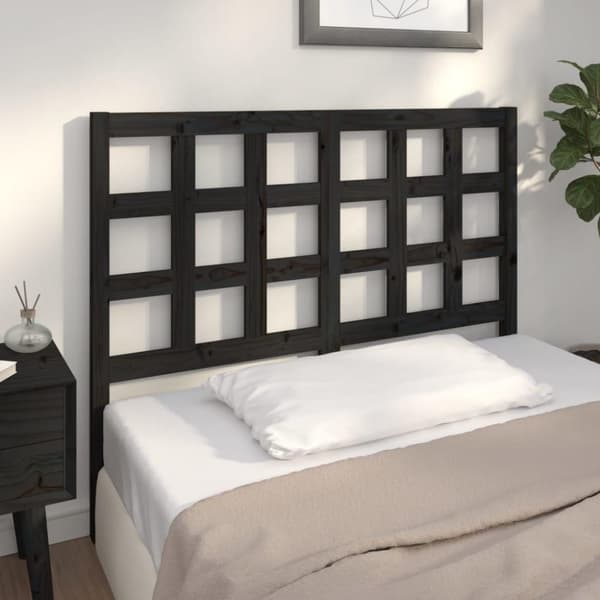 vidaXL Sengegavl svart 125,5x4x100 cm heltre furu