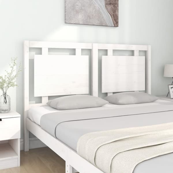 vidaXL Sengegavl hvit 145,5x4x100 cm heltre furu