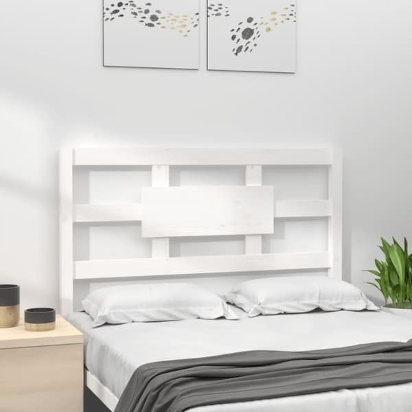 vidaXL Sengegavl hvit 105,5x4x100 cm heltre furu