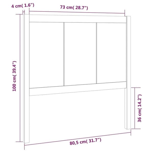 vidaXL Sengegavl grå 80,5x4x100 cm heltre furu