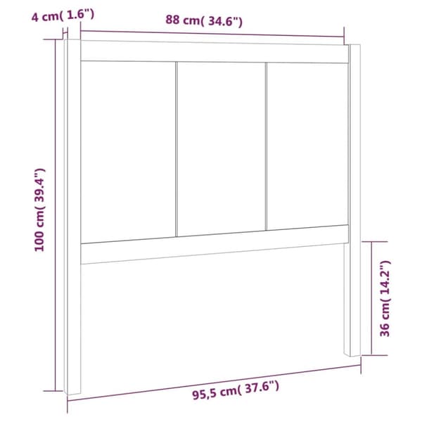 vidaXL Sänggavel 95,5x4x100 cm massiv furu