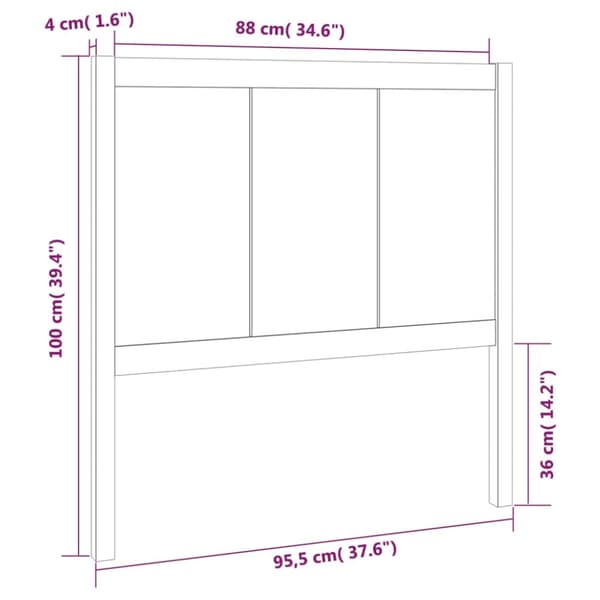 vidaXL Sengegavl svart 95,5x4x100 cm heltre furu
