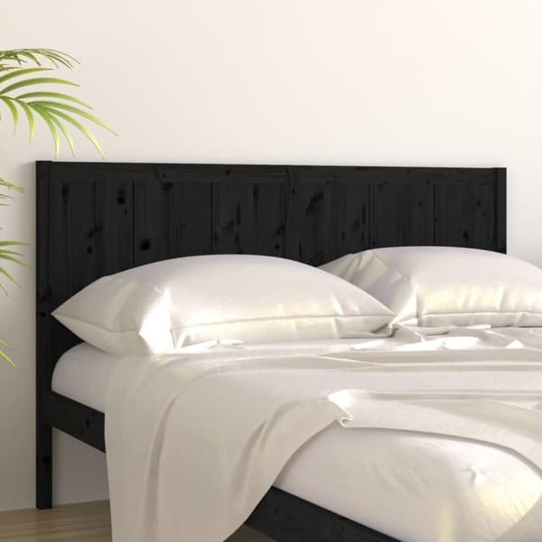 vidaXL Sengegavl svart 125,5x4x100 cm heltre furu