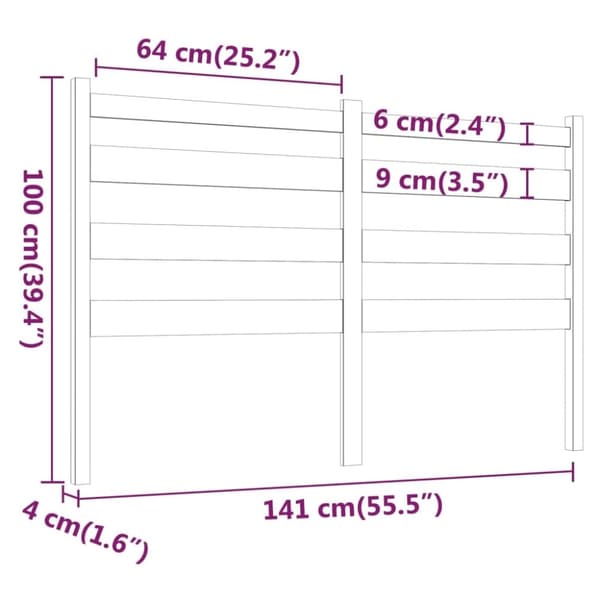 vidaXL Sengegavl honningbrun 141x4x100 cm heltre furu