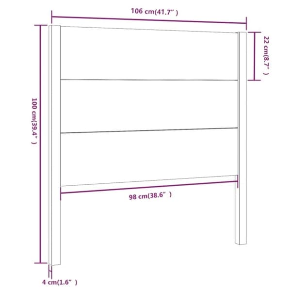 vidaXL Sengegavl 106x4x100 cm heltre furu