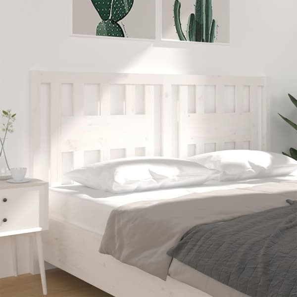 vidaXL Sengegavl hvit 126x4x100 cm heltre furu