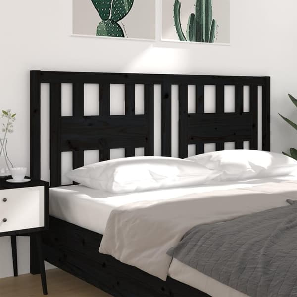 vidaXL Sengegavl svart 166x4x100 cm heltre furu