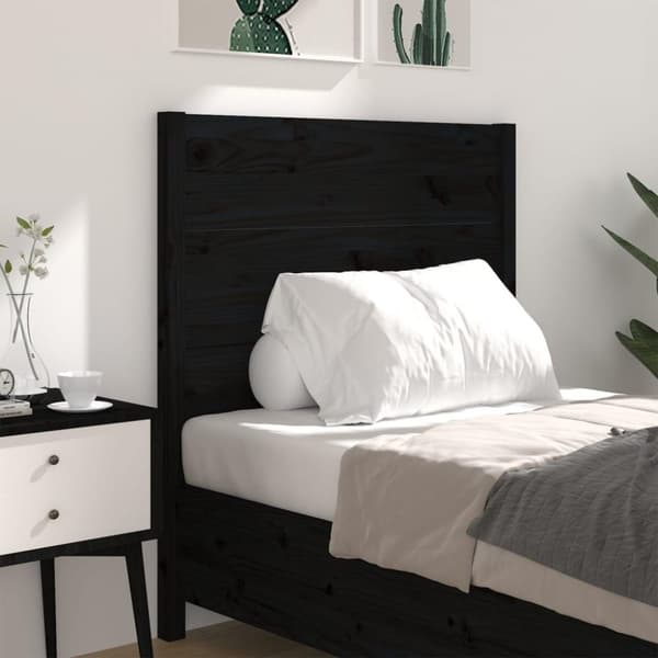 vidaXL Sengegavl svart 96x4x100 cm heltre furu