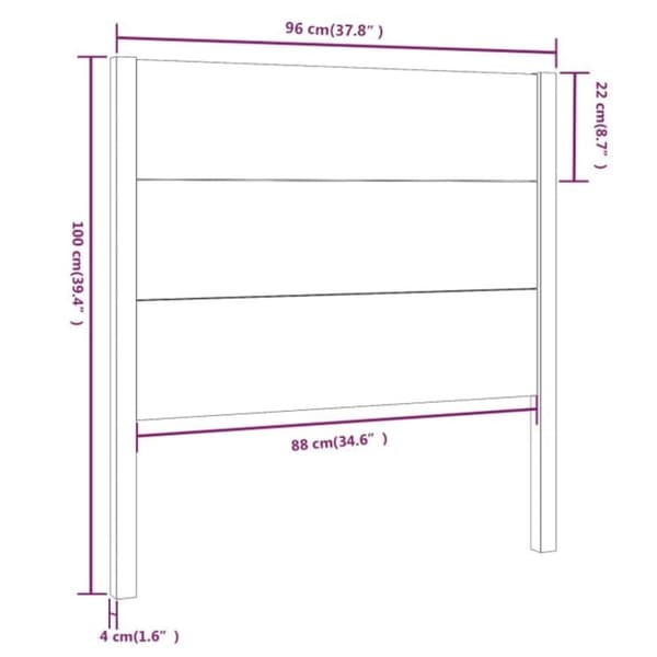 vidaXL Sengegavl svart 96x4x100 cm heltre furu