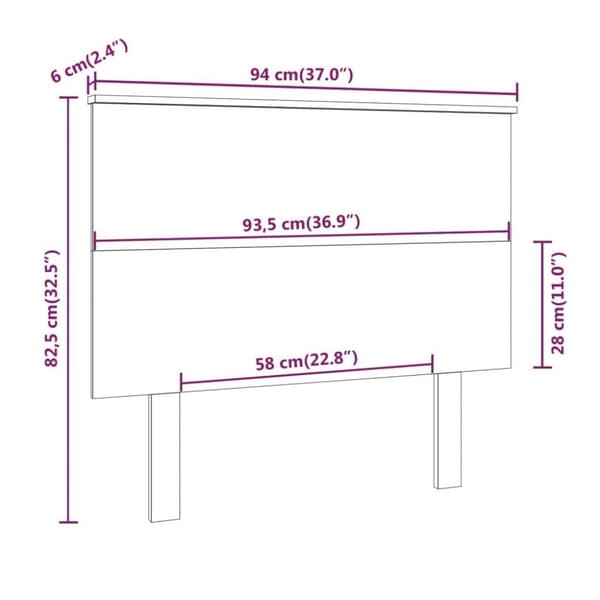 vidaXL Sengegavl hvit 94x6x82,5 cm heltre furu