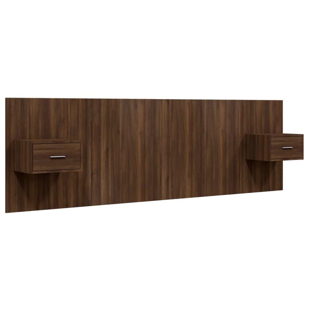 vidaXL Sänggavel med lådor brun ek konstruerat trä