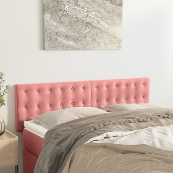 vidaXL sengegavle 2 stk. 72x5x78/88 cm fløjl lyserød