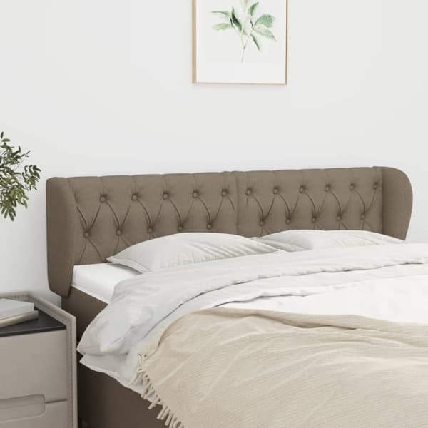 vidaXL sengegavl med kanter 163x23x78/88 cm stof gråbrun
