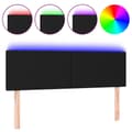 Miniatyrbillede 1 af 6: vidaXL sengegavl med LED-lys 144x5x78/88 cm stof sort