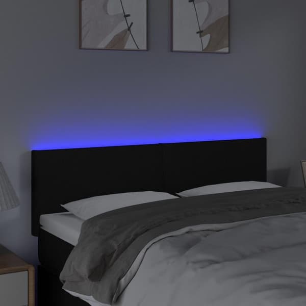 vidaXL Sänggavel LED svart 144x5x78/88 cm tyg
