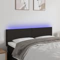 Miniatyrbild 2 av 6: vidaXL Sänggavel LED svart 144x5x78/88 cm tyg
