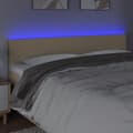 Miniatyrbild 3 av 6: vidaXL Sänggavel LED gräddvit 160x5x78/88 cm tyg