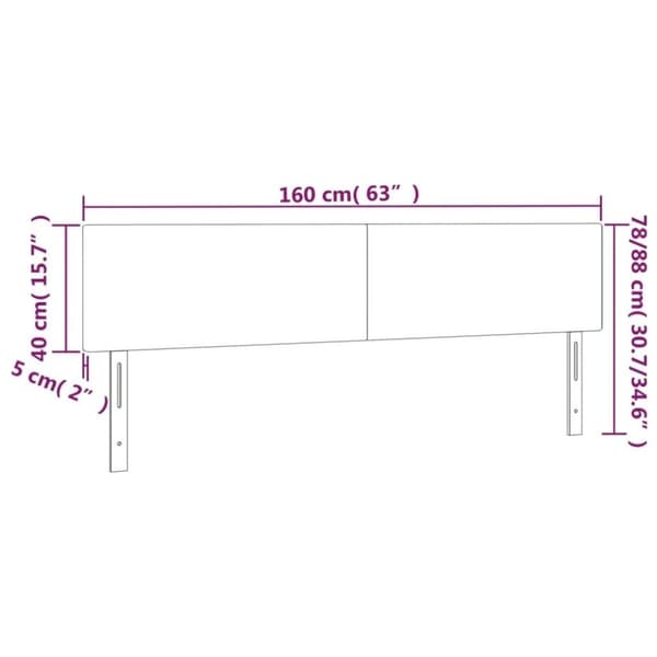 vidaXL Sänggavel LED gräddvit 160x5x78/88 cm tyg