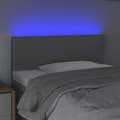 Miniatyrbild 3 av 6: vidaXL Sänggavel LED ljusgrå 90x5x78/88 cm tyg