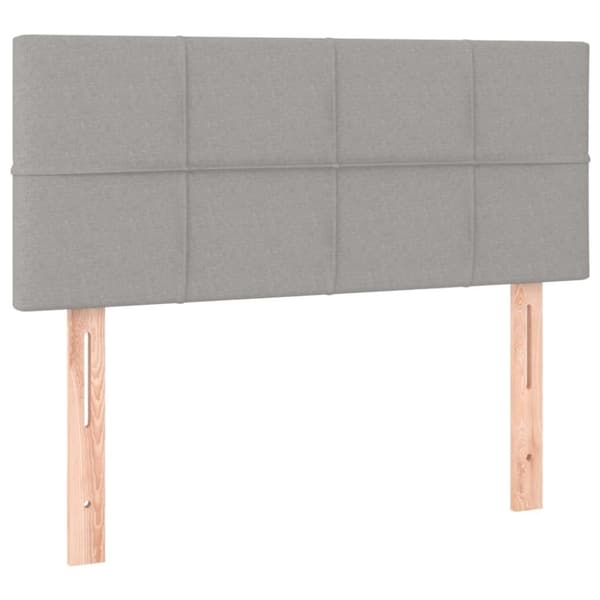 vidaXL sengegavl med LED-lys 80x5x78/88 cm stof lysegrå