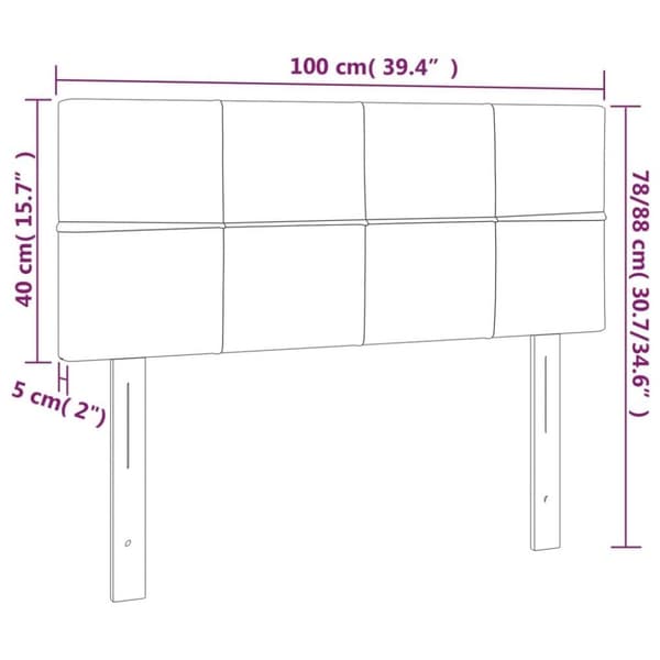 vidaXL sengegavl med LED-lys 100x5x78/88 cm stof mørkegrå