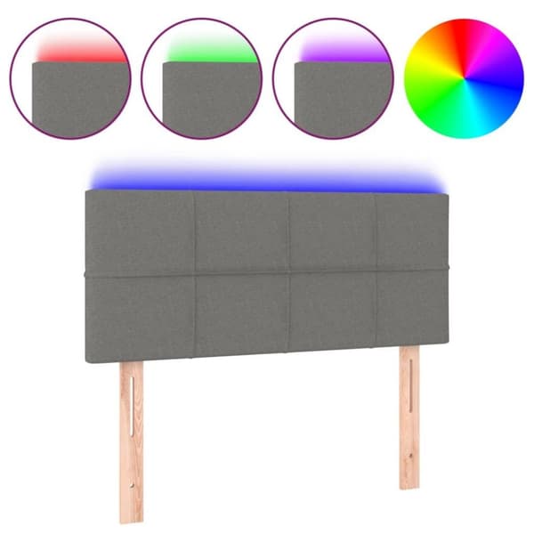 vidaXL sengegavl med LED-lys 100x5x78/88 cm stof mørkegrå