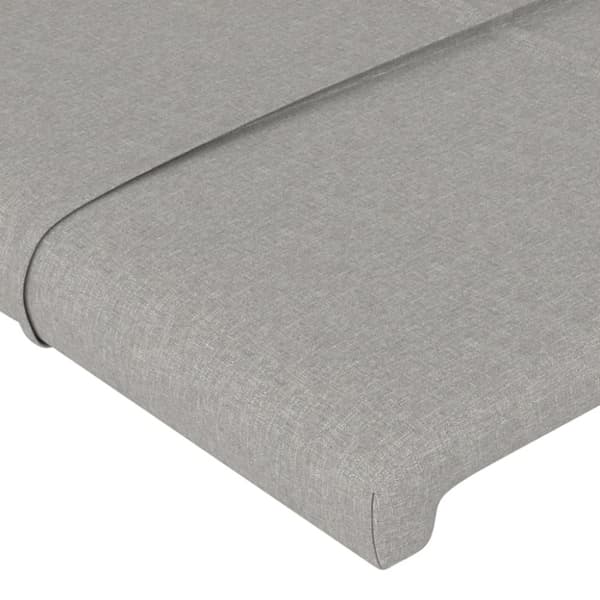 vidaXL sengegavl med LED-lys 144x5x78/88 cm stof lysegrå