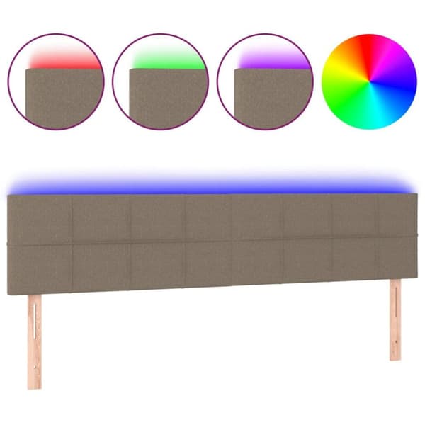 vidaXL sengegavl med LED-lys 200x5x78/88 cm stof gråbrun