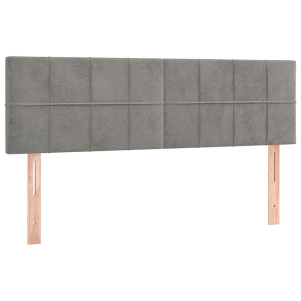 vidaXL sengegavl med LED-lys 144x5x78/88 cm fløjl lysegrå