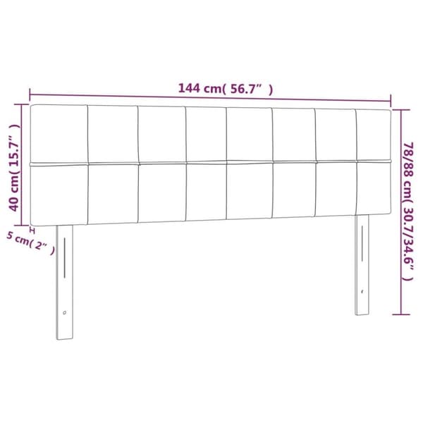 vidaXL sengegavl med LED-lys 144x5x78/88 cm fløjl lysegrå