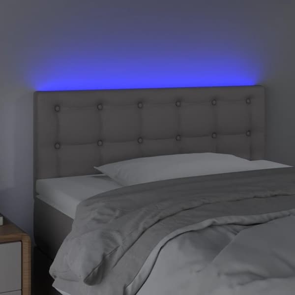 vidaXL sengegavl med LED-lys 90x5x78/88 cm kunstlæder grå