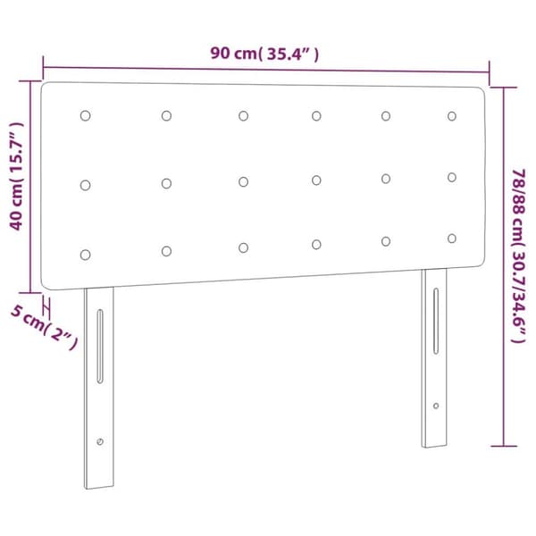 vidaXL sengegavl med LED-lys 90x5x78/88 cm kunstlæder grå