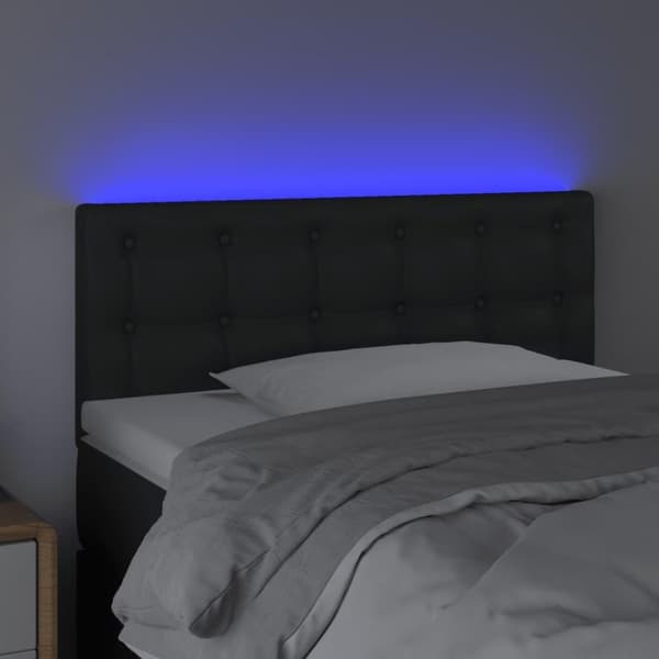 vidaXL sengegavl med LED-lys 100x5x78/88 cm kunstlæder sort