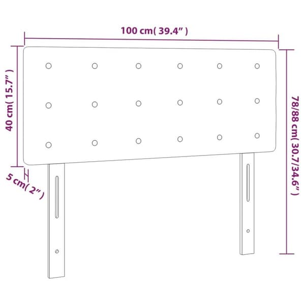 vidaXL sengegavl med LED-lys 100x5x78/88 cm kunstlæder sort