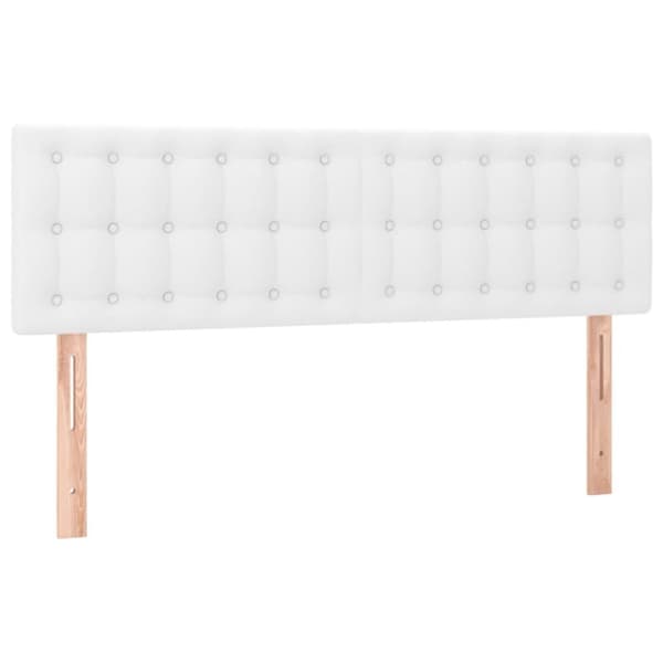 vidaXL sengegavl med LED-lys 144x5x78/88 cm kunstlæder hvid