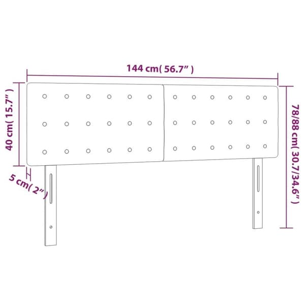 vidaXL sengegavl med LED-lys 144x5x78/88 cm kunstlæder hvid