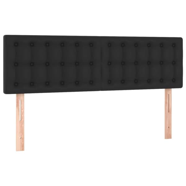 vidaXL sengegavl med LED-lys 144x5x78/88 cm kunstlæder sort