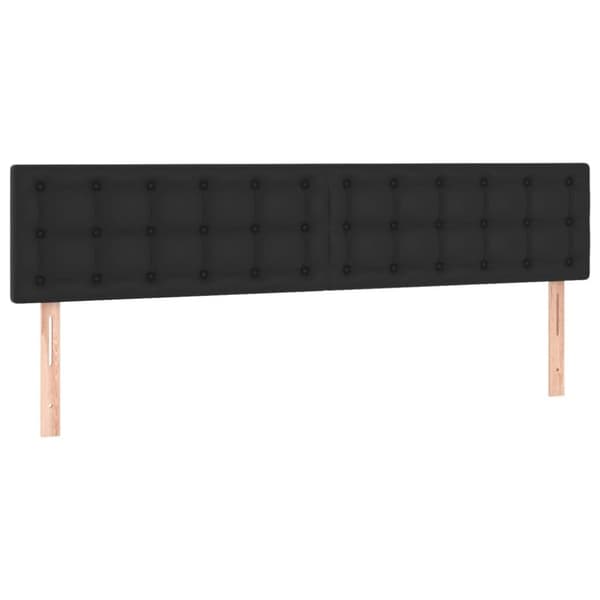vidaXL sengegavl med LED-lys 160x5x78/88 cm kunstlæder sort