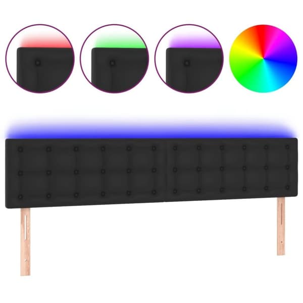 vidaXL sengegavl med LED-lys 160x5x78/88 cm kunstlæder sort