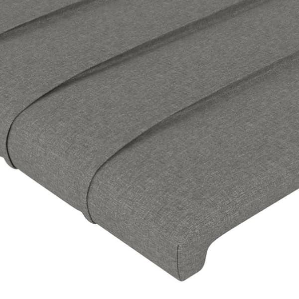 vidaXL sengegavl med LED-lys 100x5x78/88 cm stof mørkegrå