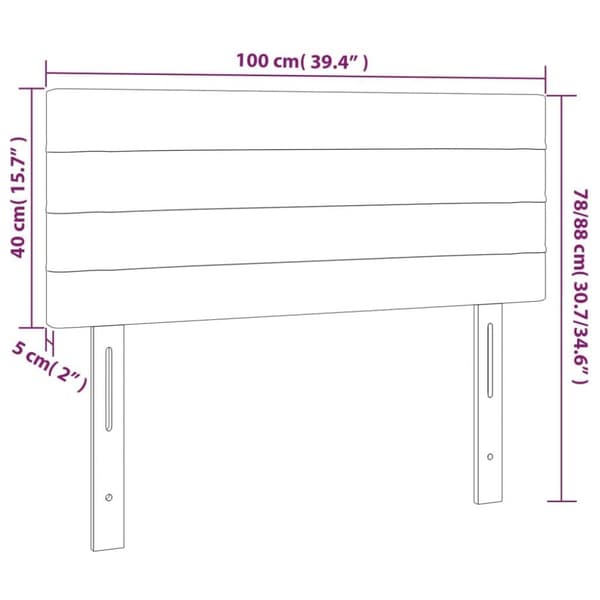 vidaXL sengegavl med LED-lys 100x5x78/88 cm stof mørkegrå